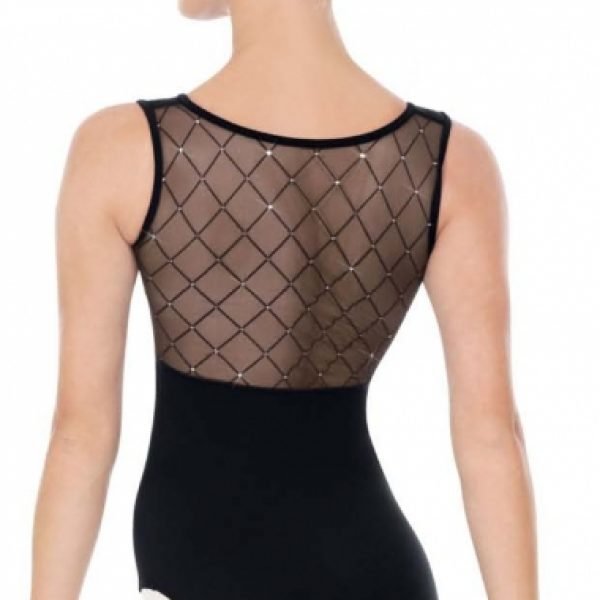 Body con schiena in rete e strass Eurotard
